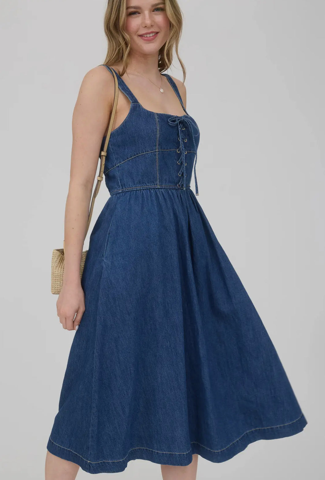 The Lace Up Denim Dress