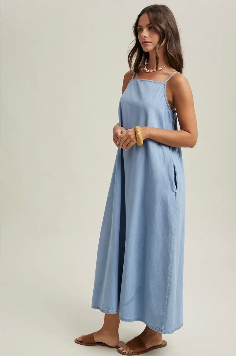hippie denim dress The Maci Denim Dress The Haloed Hippie