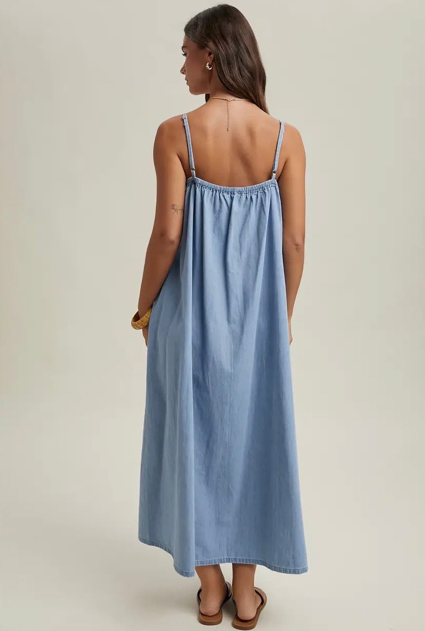 hippie denim dress Square Neck Denim Dress The Elevated Hippie