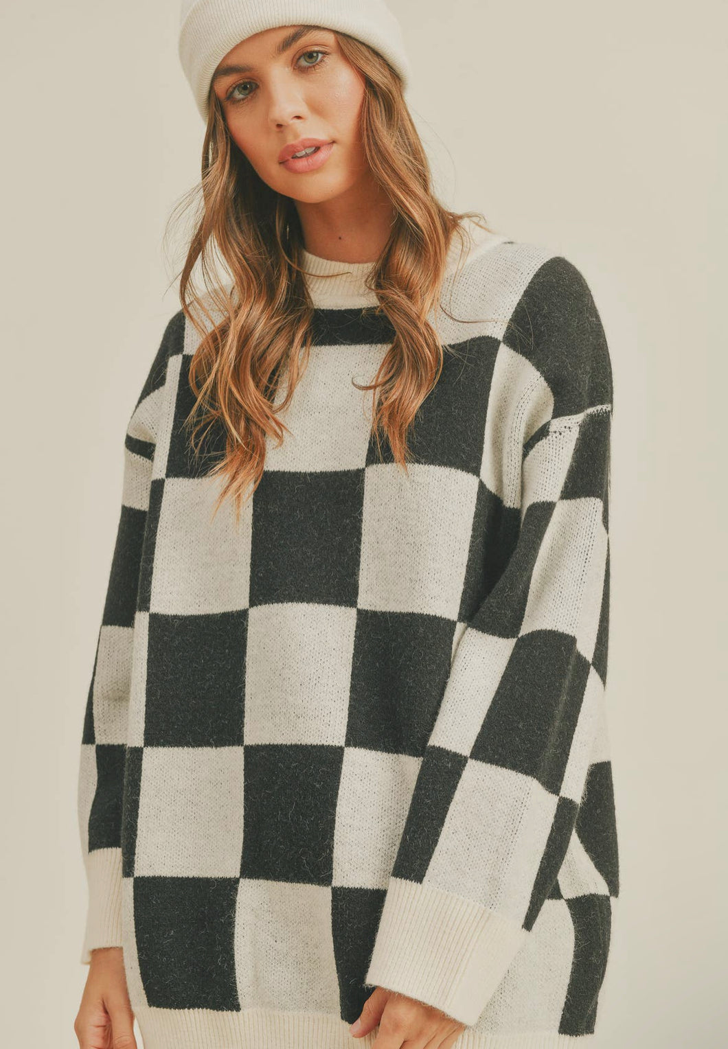 Oversized Checker Sweater